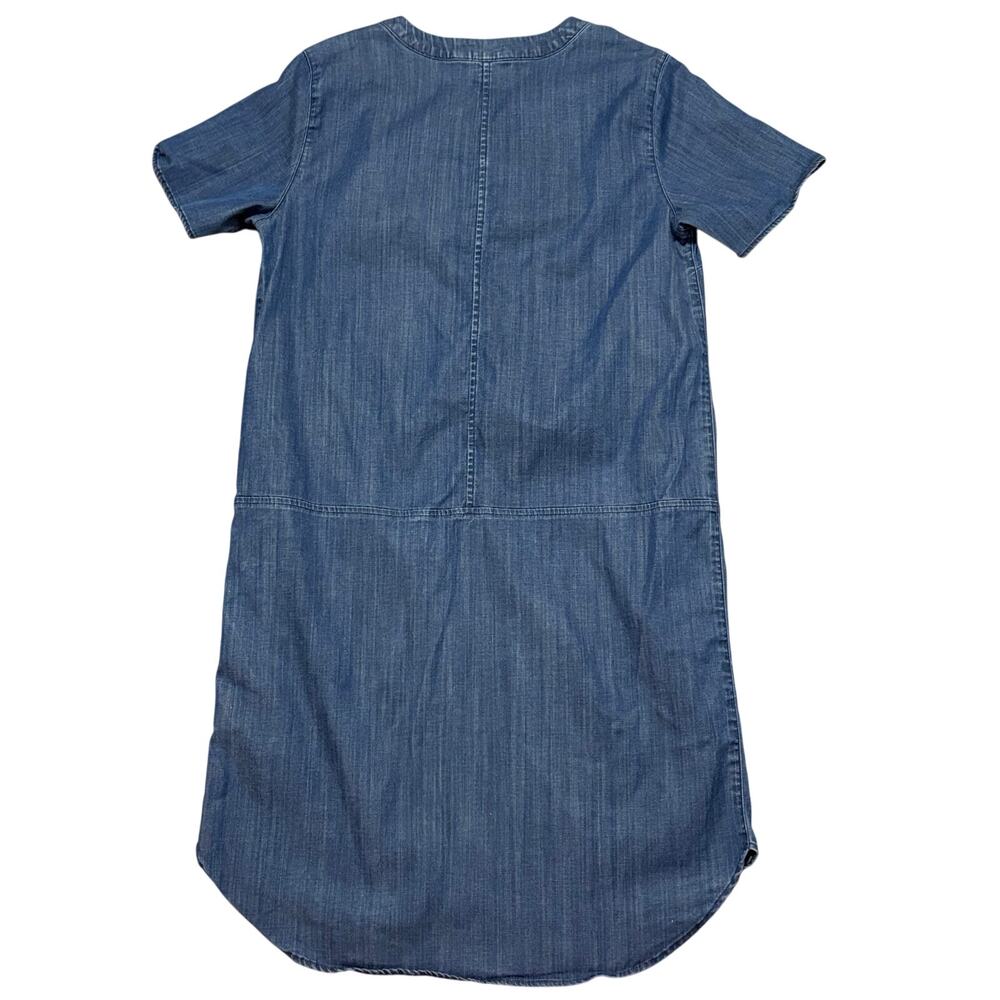 Lands' End Denim Lyocell Shift Dress Womens 8 Blue Chambray Tunic Short Sleeve - Picture 2 of 9